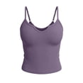 thumbnail image 5 of YFNNUP Women's Tank Top Built in Bra Camisole Tops Adjustable Spaghetti Strap Cami Tank Summer Slim Fit Undershirts Blouse Purple L, 5 of 6
