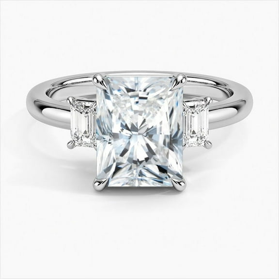 Zoya Jewel Radiant Cut 2.7 Ct White Diamond Engagement Ring - 14K White Gold Plated Wedding Ring - Lab Created Diamond Anniversary Jewelry - Wedding Gifts for Women