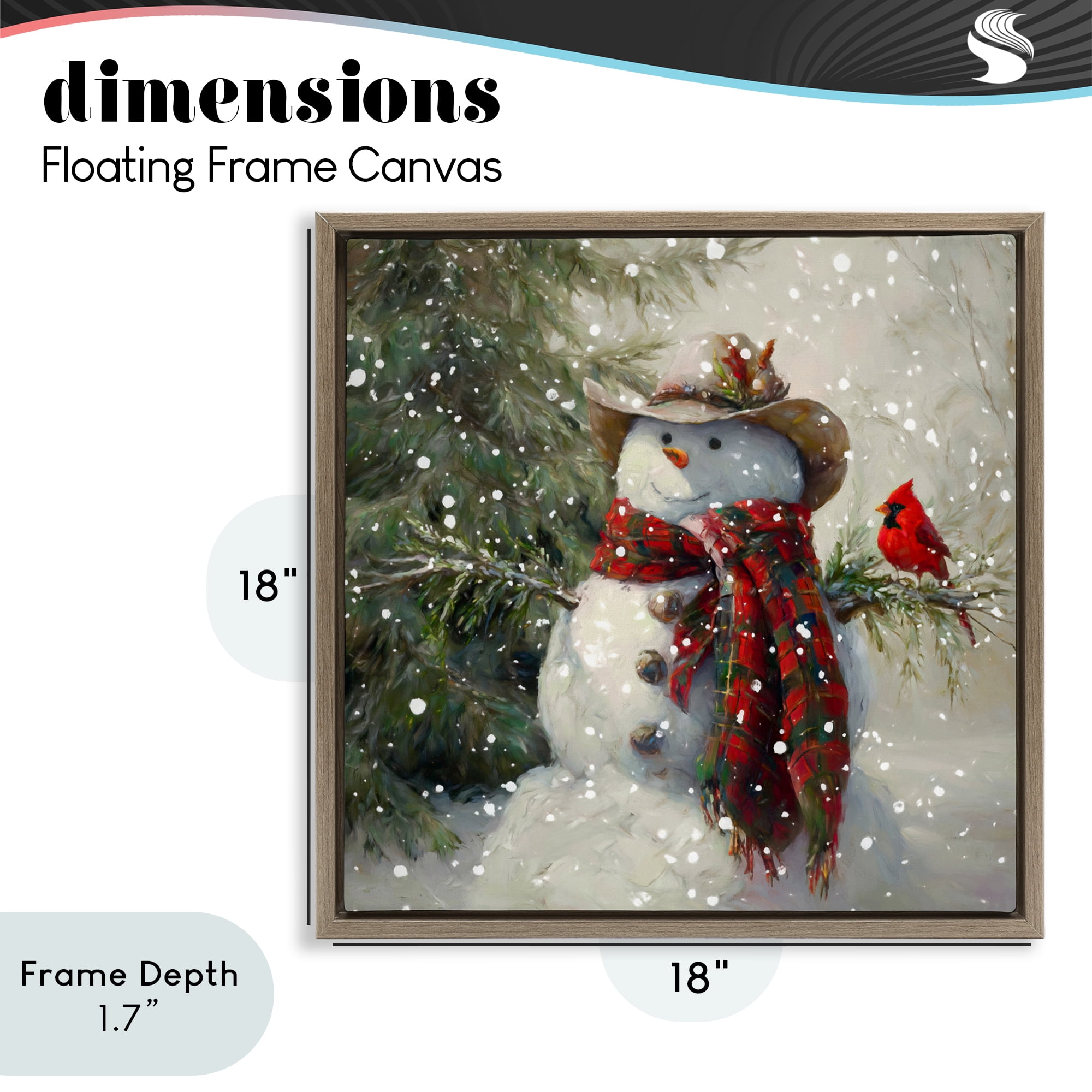 Stupell Industries Cowboy Snowman & Cardinal Brown Framed Floater Canvas Wall Art, design by Tina LeCour
