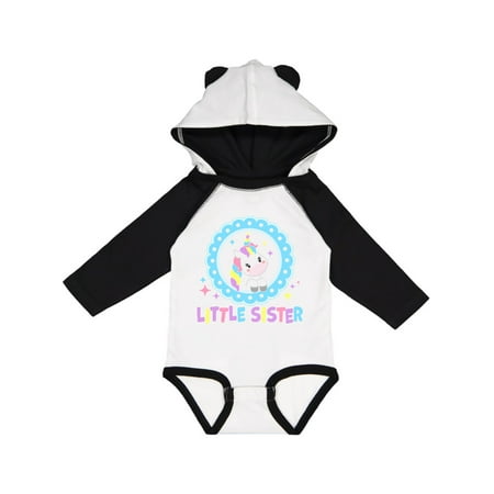 

Inktastic Little Sister cute unicorn Gift Baby Girl Long Sleeve Bodysuit