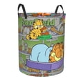 thumbnail image 2 of Cesta para ropa sucia GarField redonda de una sola capa, duradera, de tela Oxford, impermeable, portátil, plegable, para baño, bolsa de almacenamiento de ropa con asa, tamaño mediano., 2 of 7