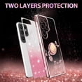 thumbnail image 6 of for Samsung Galaxy S25 Ultra (Not S25) 6.8" Case, Flowers Floral Design Bling Clear Glitter Sparkle Diamond Soft TPU Silicone Cover with Ring Kickstand for Samsung Galaxy S25 Ultra HSF-Pink, 6 of 7