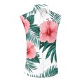 thumbnail image 2 of Men Turn Down Collar Sleeveless Hawaiian Tropical Button Down Vest Lightweight Breathable Vacation Beach Travel Tops Green XL, 2 of 6