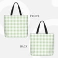 thumbnail image 3 of Disketp Green Checkboard Canvas Tote Bag,Women Shoulder Bag Crossbody Handbag with Zipper Closure, 3 of 8