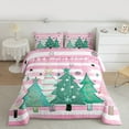 thumbnail image 2 of Homewish Xmas Tree Bedding Comforter Set 2pcs for Teens Boys Girls,Merry Christmas Twin Comforter Sets Microfiber,Pink Geometric Stripes Breathable Bedding Set,Breathable Home Decor,Reversible, 2 of 8