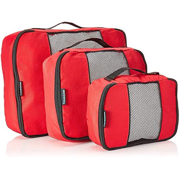 TravelWise Luggage Packing Organization Cubes 3 Pack, Red