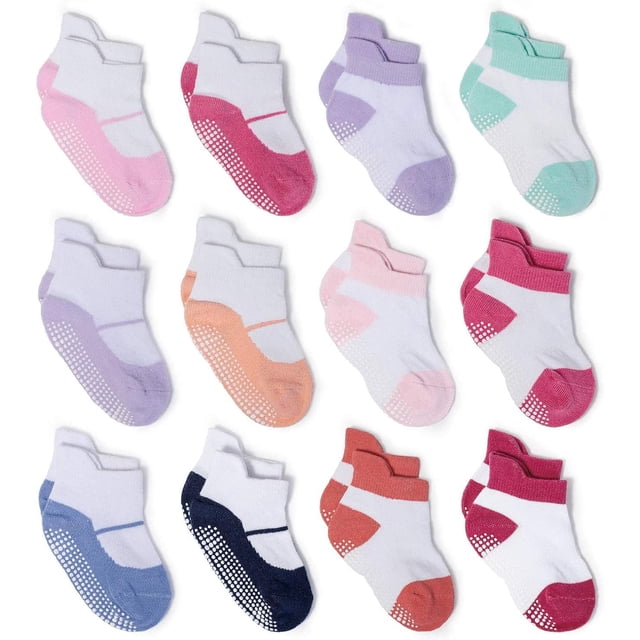 Zaples Calcetines tobilleros antideslizantes para bebés con suelas antideslizantes para bebés, niños pequeños, niños y niñas