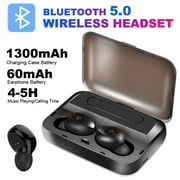 Bluetooth Earphones,Wireless Bluetooth Earbuds for iPhone Samsung Android Phones Wireless Earbuds with 1300MAH Charging Case and Emergency Power Bank for Adult
