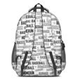 thumbnail image 3 of Baseball Words and Icons White Backpack for School, Cute School Bag with Adjustable Shoulder Straps and Padded Back, 16.9"x12.6"x5.9", 3 of 5
