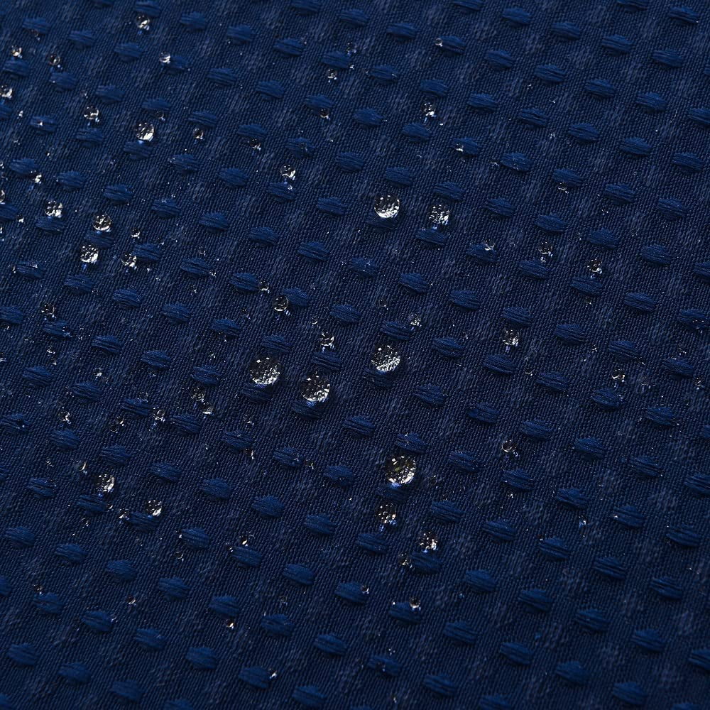 WPM No Hooks Required Navy Blue Shower Curtain with Snap-in Liner Waffle Weave Design, Hotel Style Waterproof & Washable, Mesh top Window Easy Snaphook Navy Blue Bathroom 72 inch wide x 86 inch long