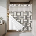thumbnail image 4 of Gray Geometric No Hook Shower Curtain with Snap in Liner Modern Abstract Art Striped Plaid Woven Texture Waterproof Bathroom Shower Curtain with See Through Top Window for Bathtub 72" x 78", 4 of 9