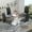White Table and 4 Black Chairs Silver Leg, variant on Sumdeal 63" rectangle Modern Glass Top Dining Room Table Sets for 8,Glass Dining Table with 8 PU leather C-Shape Chairs with Handle, 1 White Base Glass Table and 8 Black Chairs