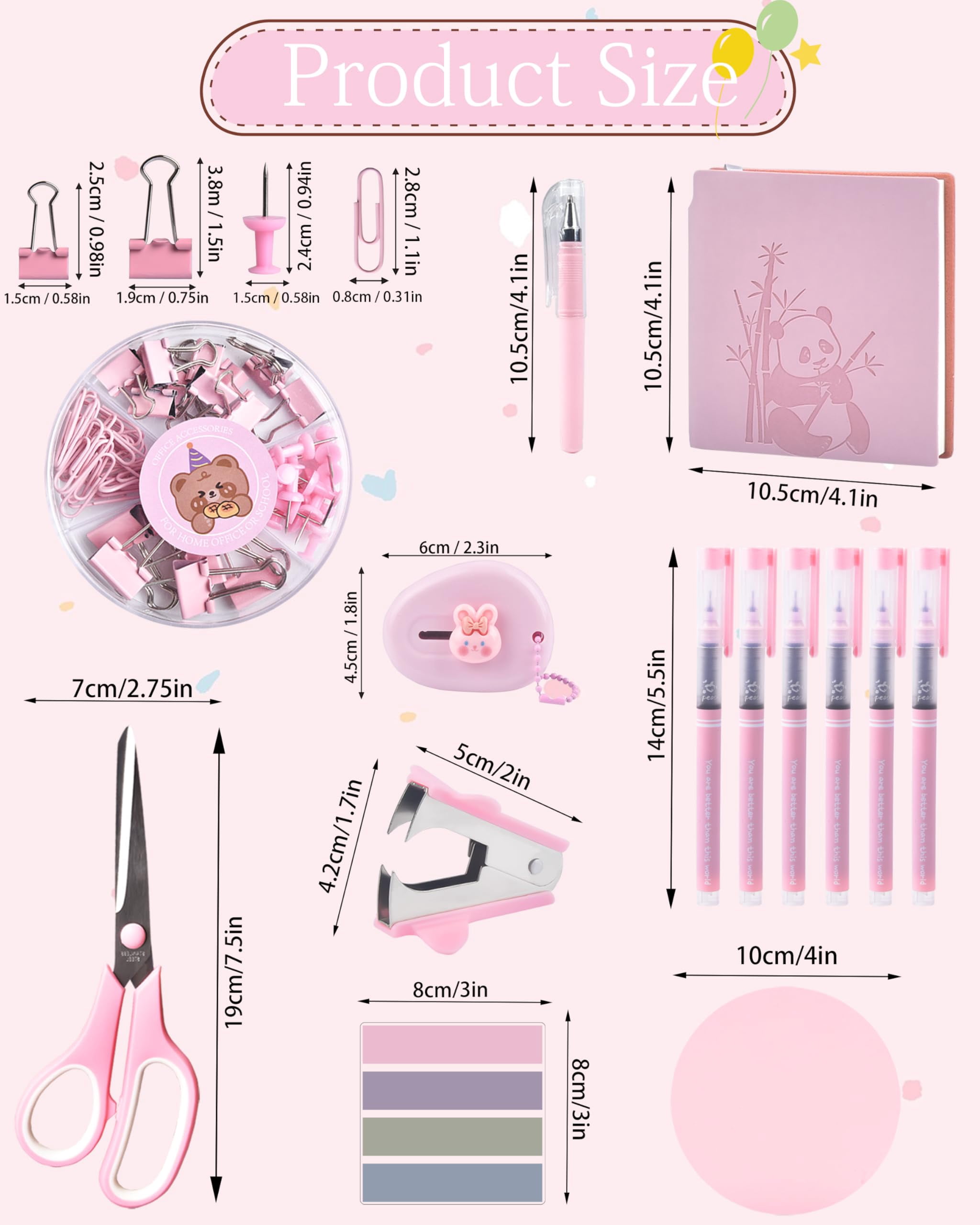Pink Desk Accessories And Organizers With Organizer 360°rotating Pen Holder Stapler A Lot Of Office Supplies Beautifully Presented In Gift Box