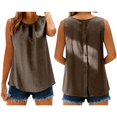 thumbnail image 2 of Tweang Cotton Linen Tops for Women Gauze Shirts Camisole Womens Cotton Linen Sleeveless Tank Tops Fashion Cotton Collared Blouse Running Tennis Yoga Sleeveless Crewneck Cropped Tank Tops Beige M, 2 of 6