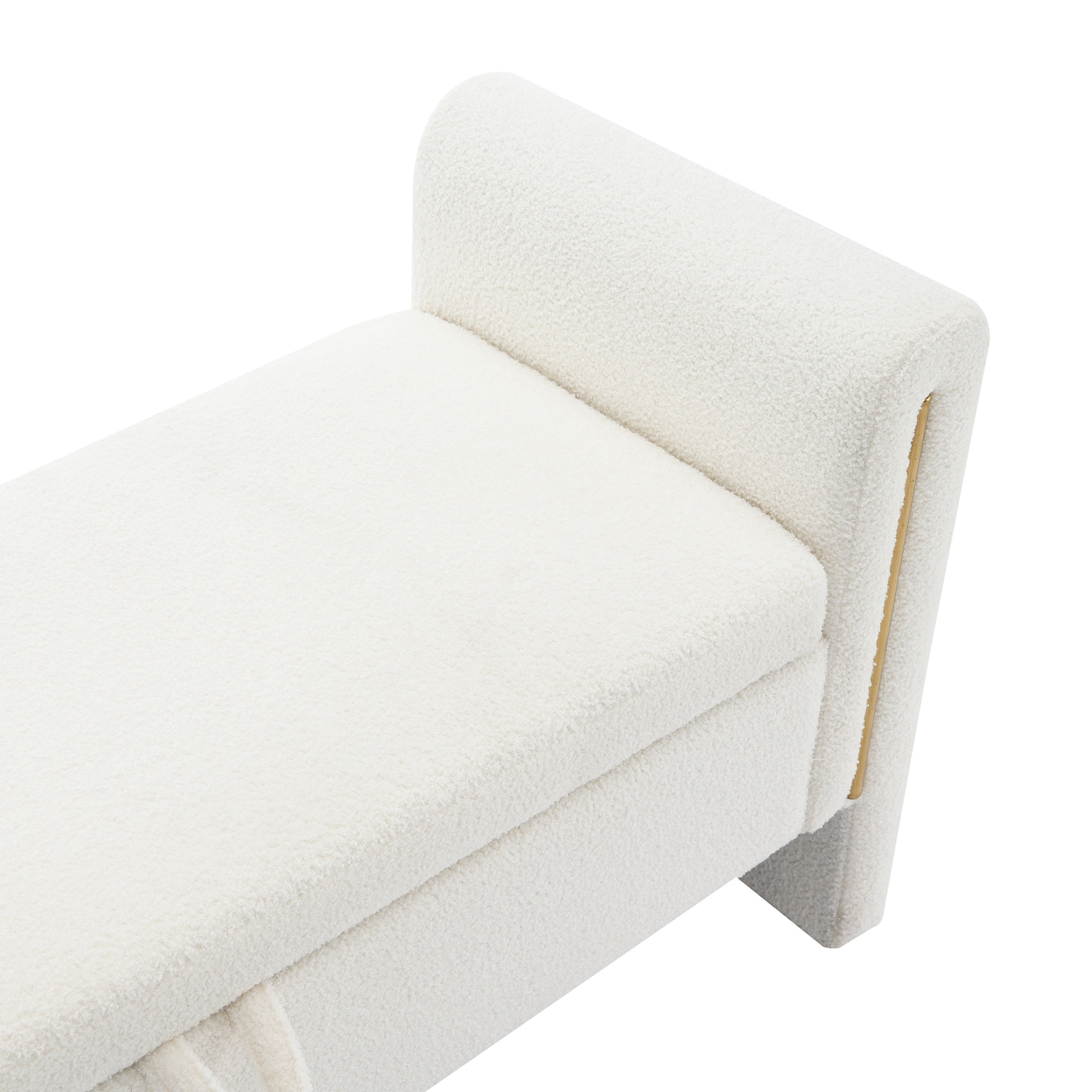 Orion Modern 41.7"W Teddy Upholstery Storage Ottoman Bench with Metal Accents, White