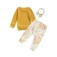 thumbnail image 3 of Bagilaanoe 2pcs Newborn Baby Girl Long Pants Set Long Sleeve Ribbed T Shirts Tops + Floral Print Trousers + Headband 6M 12M 18M 24M Infant Fall Casual Outfits, 3 of 7