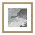 thumbnail image 1 of Claude Monet Rough Weather At Etretat 8X8 Inch Square Wooden Framed Wall Art Print Picture with Mount, 1 of 4