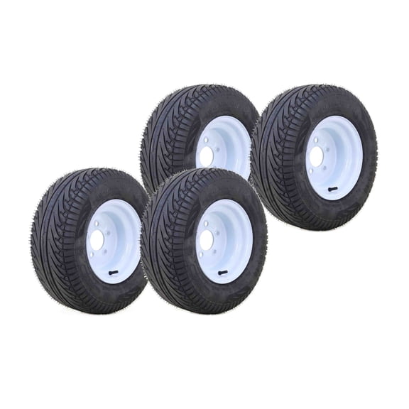 LIBRA 205/65-10 Golf Cart Tire Wheel Assembly w/ 5 Lugs on 4.5" PCD White Steel Wheel, Set 4 -14040