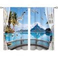 thumbnail image 6 of Blue Ocean Sea Small Kitchen Curtains Tropical Summer Hawaiian Lake Window Treatment Mountain Bird Seagull Cafe Short Curtains for Bathroom Dining Room Tier Treatment Drapes 27.5x39 inch, 6 of 6