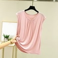 thumbnail image 2 of Gpoecd Camisole à Encolure Carrée Débardeur Sans Manches avec Détail Plissé pour l'Été Tenue Décontractée Confortable Col Rond Débardeur Basique Camisole pour Femmes Rose,G, 2 of 3