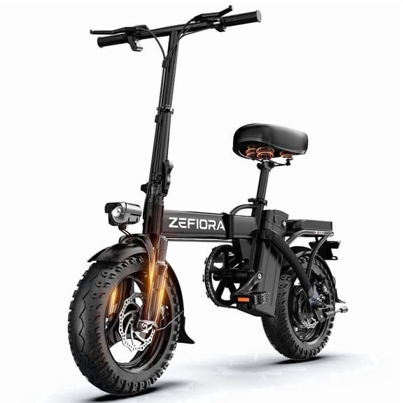 14" Dual-Seat Folding Electric Bike | 48V 10Ah Removable Battery | Adult City Commute E-Bike with Dual Disc Brakes (Age 16 ) | UL 2849 Certified | 15 MPH