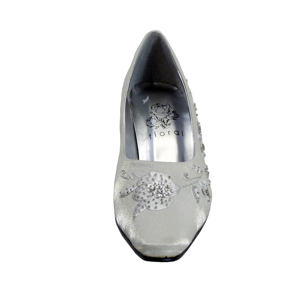 FLORAL Fern Women's Wide Width Dress Slip-On Satin Pumps SILVER 6