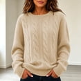 thumbnail image 5 of MaFYtyTPR Women's Cable Knit Sweater Crew Neck Long Sleeve Pullover Sweaters Solid Winter Warm Casual Loose Fit Top, 5 of 6