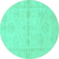 thumbnail image 1 of Ahgly Company Machine Washable Indoor Round Abstract Turquoise Blue Modern Area Rugs, 7' Round, 1 of 4
