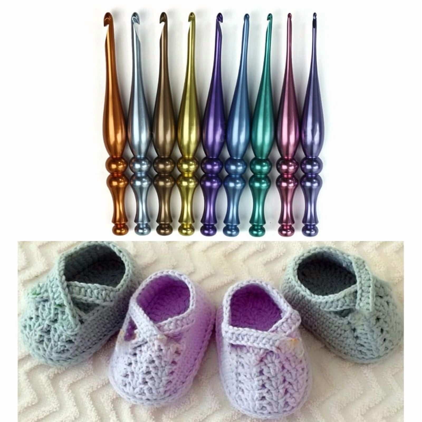 9Pcs Aluminum Alloy Crochet Hook Set Ergonomic Handle Crochet Hook Needle Knitting Tool for Crocheting 3.5mm-8.0mm