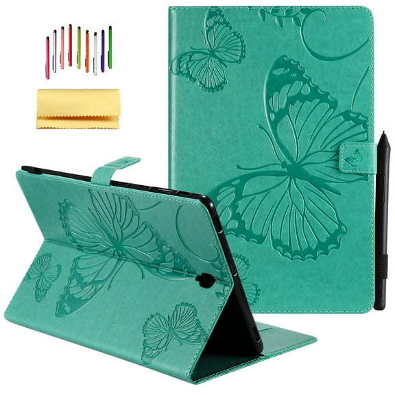 Galaxy Tab S4 10.5-inch 2018 SM-T830/T835 Case,Allytech Embossed with Butterfly Series Folio Stand Wallet Case with Cards/Cash Holder for Samsung Galaxy Tab S4 10.5-inch 2018 Release Tablet, Green