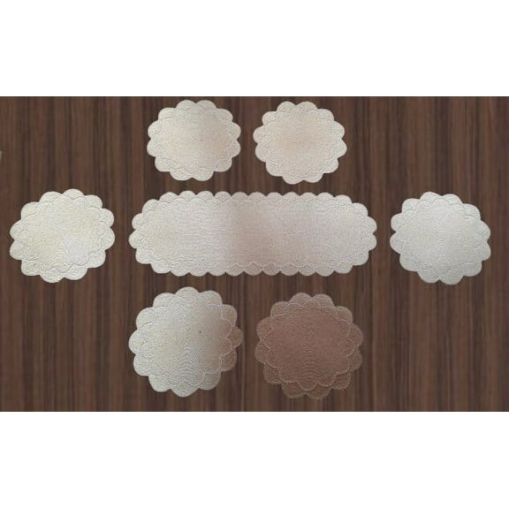 White Table Runner And Placemats Set, Beaded Table Runner And Tablemats, Luxury Wedding Tableware