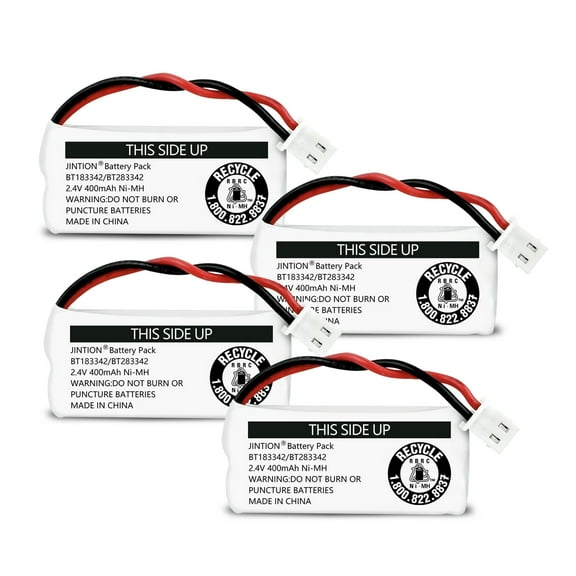 JINTION BT162342/BT262342 Cordless Phone Batteries Compatible with BT183342 BT283342 CS6114 CS6419 CS6719 EL52300 CL80112 Cordless 400mAh 2.4V, 4 Pack