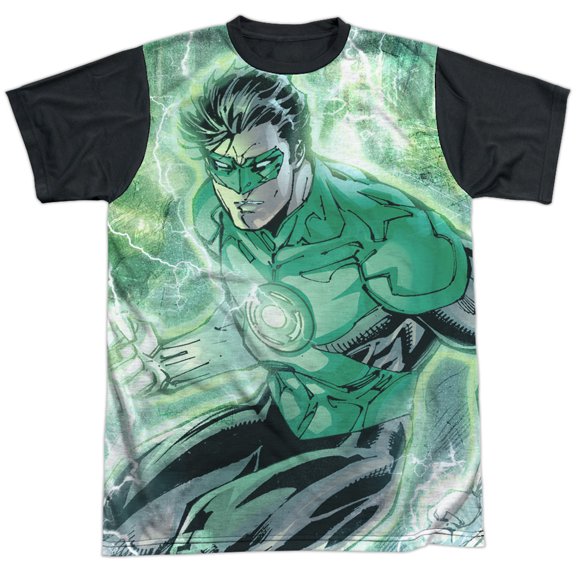 Jla - Green Lightning - Short Sleeve Black Back Shirt - Small