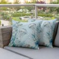 thumbnail image 3 of Summer Coastal Outdoor Pillow Covers Pack of 2 Ocean Jellyfish Nautical Coral Eucalyptus Leaves Waterproof Throw Pillow Covers Decorative Cushion Cases for Patio Garden Tent Balcony Couch 18x18 inch, 3 of 9