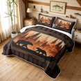 thumbnail image 3 of Manfei Rustic Grizzly Bear Twin Quilt Set, Countryside Pine Tree Twin Coverlet Set, Dark Brown Orange, Black Reversible, 2pcs, 1 Bedspread and 1 Pillowcase, 3 of 7