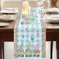 thumbnail image 3 of Table Runners 72 Inches Long Dress Scarves, Easter Farmhouse Kitchen Table Runner, Coffee Tablerunners, Spring Gnomes Bunny Eggs Flowers Blue Checkered 16x72 Inch, 3 of 9