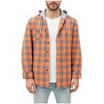 thumbnail image 3 of Jinhomg Hoodie Shirts for Men Casual Button Down Long Sleeve Shirt Plaid Shacket Jacket Classic Fit Hooded Shirt with Pocket Orange,XXXL, 3 of 7