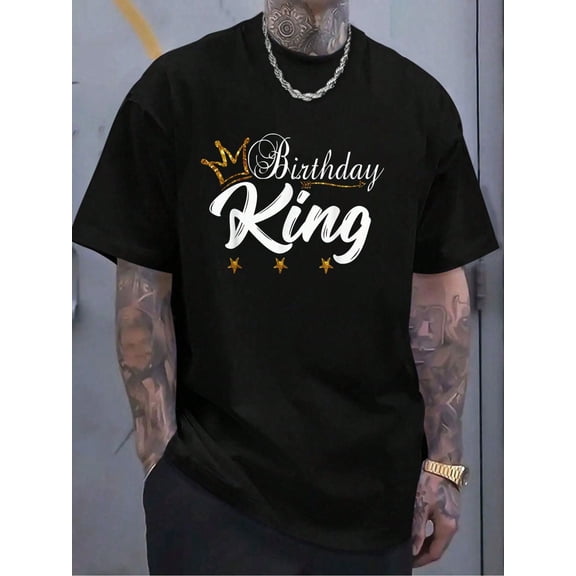 100% Cotton Birthday King Gold Crown Shirt For Boys And Men T-Shirt Women's Men's Graphic Tee Causal Tops Fashion Tshirt Short Sleeve T-Shirt