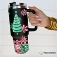 thumbnail image 2 of Pastel Christmas Tree Black Tumbler 40Oz With Handle - Insulated Tumbler Holiday Coffee Travel Mug for Tea, Latte, Hot Chocolate - Seasonal Xmas Gifts for Women, Men, Coworker or Friends, 2 of 6