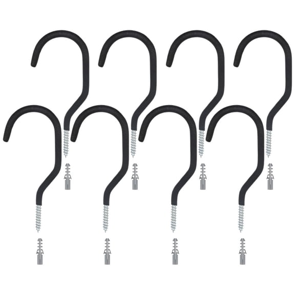 RENACLIPY 8Pcs Black Bike Hooks Wall Mounted Bicycle Rack Durable Garage Organizer