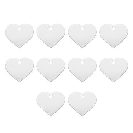 Heart Stamping Blank Tags Aluminum Blank Dog ID Tag Silver Tone Engraving Tag for Necklace Bracelet Making 10pcs