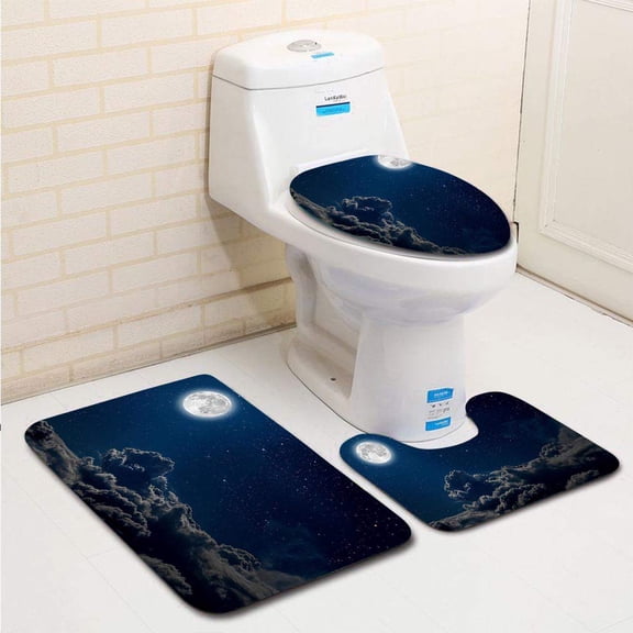 GOHAO Night Sky 3 Piece Bathroom Rugs Set Bath Rug Contour Mat and Toilet Lid Cover