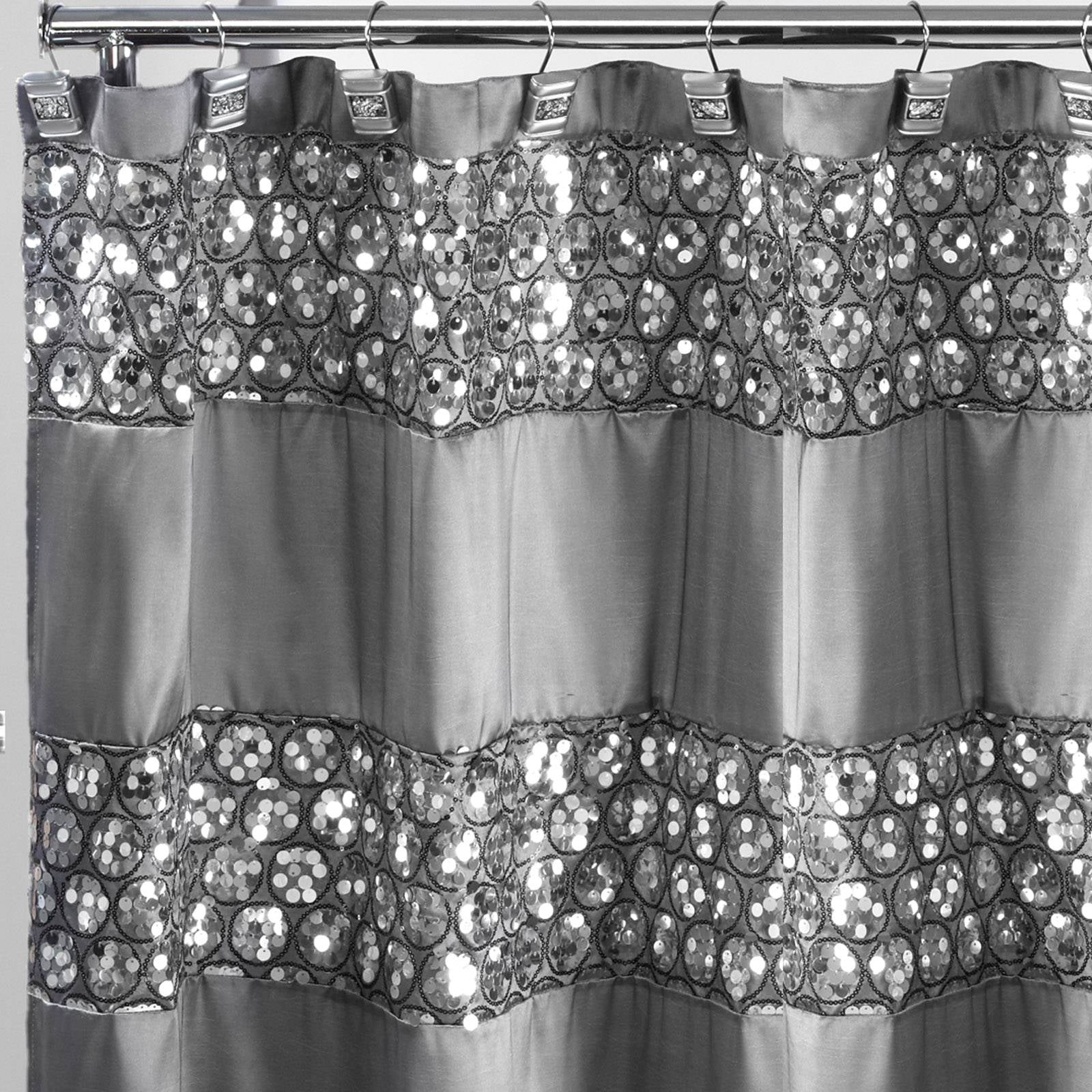 Popular Bath Sinatra Silver Collection 70" x 72" Bathroom Shower Curtain