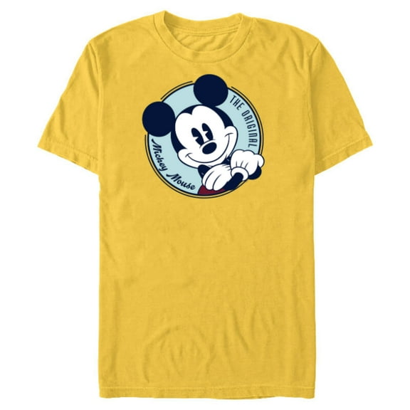 Disney The Original Mickey Mouse Retro Vintage - Short Sleeve Blended T-Shirt for Adults - Customized-Yellow