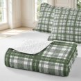 thumbnail image 4 of Manfei Green White Plaid Twin Quilt Set,Vintage Check Twin Coverlet Set,2 Pieces,1 Bedspread and 1 Pillowcase, 4 of 7