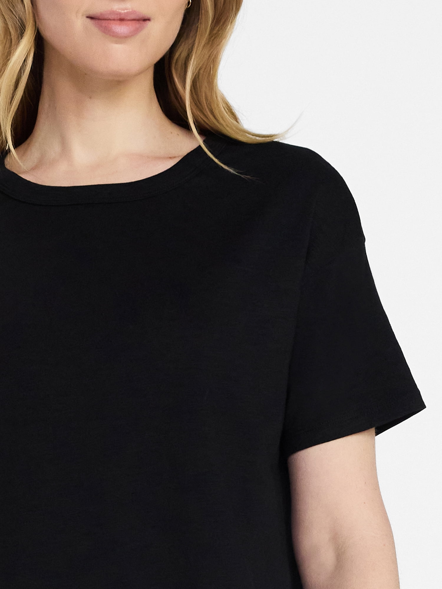 Time and Tru Women's Boxy Slub Tee with Short Sleeves, Sizes XS-XXXL