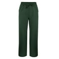 thumbnail image 5 of Yubnlvae Loose Fit Pants Back Hidden Pocket Design - Cotton Linen Elastic Waist Cropped Ankle Casual Wide Leg Green, L, Includes 1X Pants per order, 5 of 6