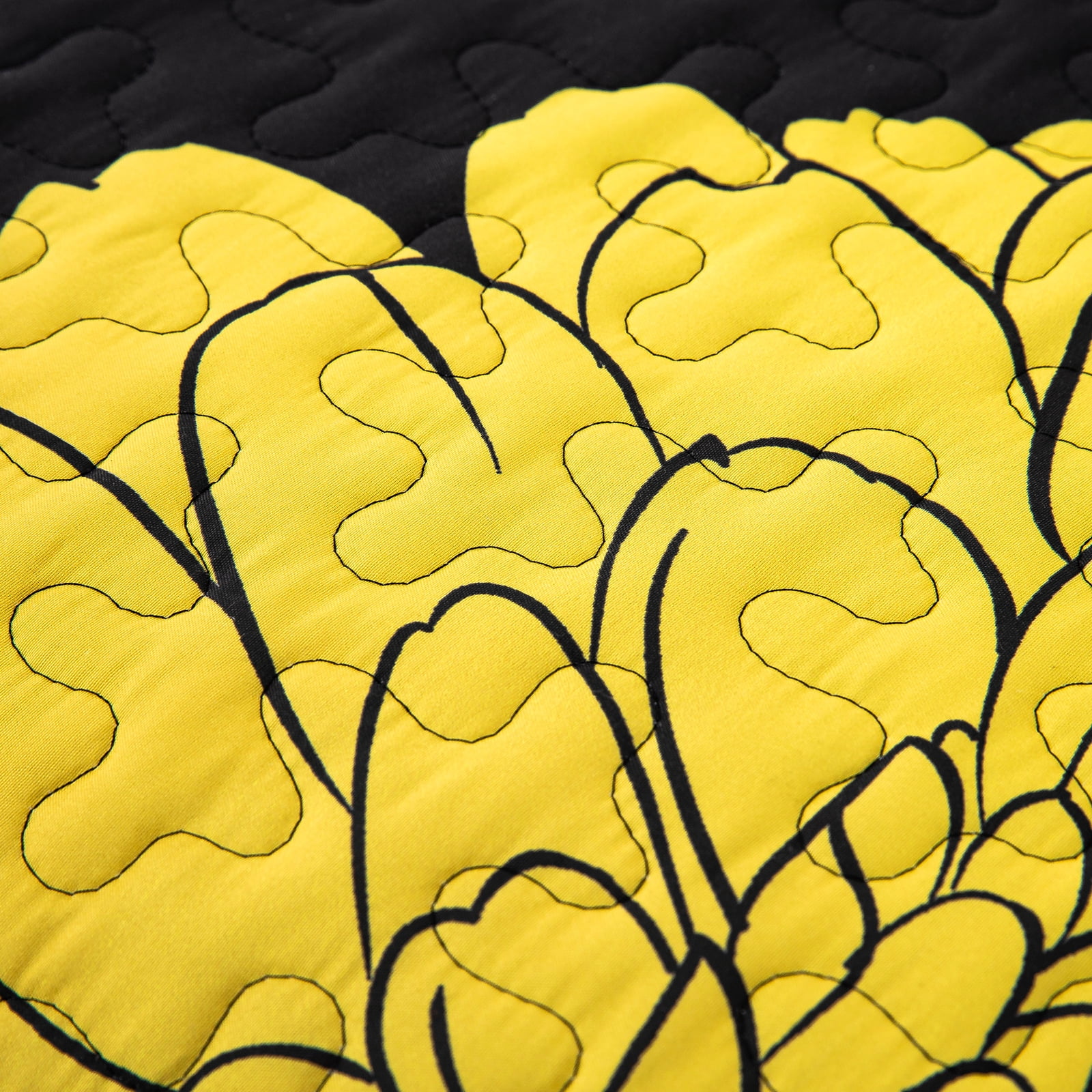 Dintszyayue Yellow Floral Quilt Set Queen Size,1Bedspreads and 2Pillowcases Bohemian Soft Adult(90"x96")