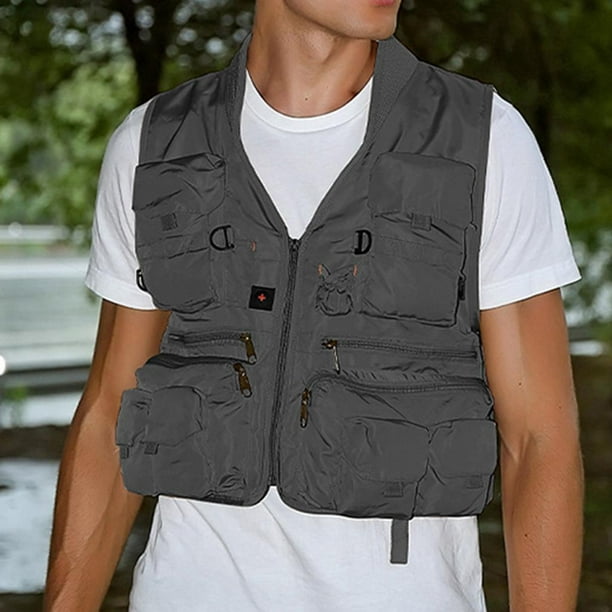 Multi Pocket Vest Waistcoat Jacket for Men Fishing Hunting Hiking Travelling