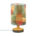 thumbnail image 2 of Pineapples Lemons Floral Leaves Table Lamp USB Bedside Desk Nightstand Lamp Printed Gifts Small Lamp Wood Base for Bedroom Living Room Kids Room College Dorm, 2 of 7